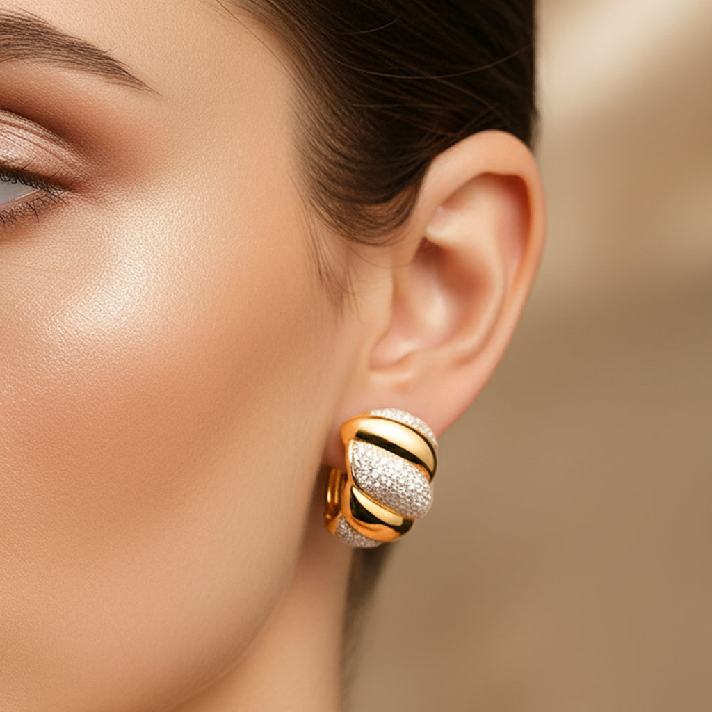 Golden Grace - Faux Diamond Earrings