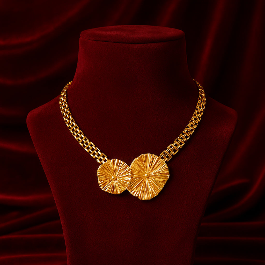 Flower Shower - Wide Gold Chain Necklace