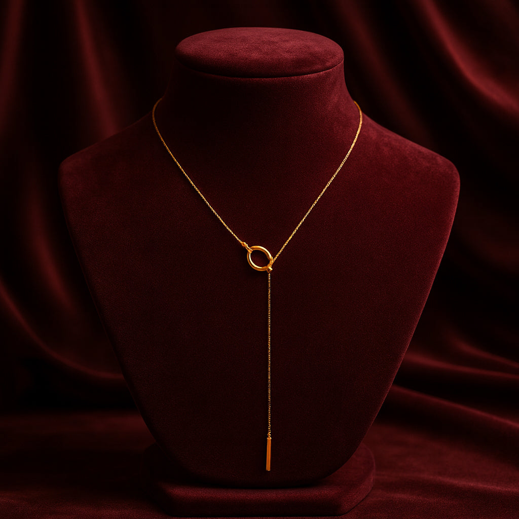 Radiant Halo - Gold Lariat Necklace
