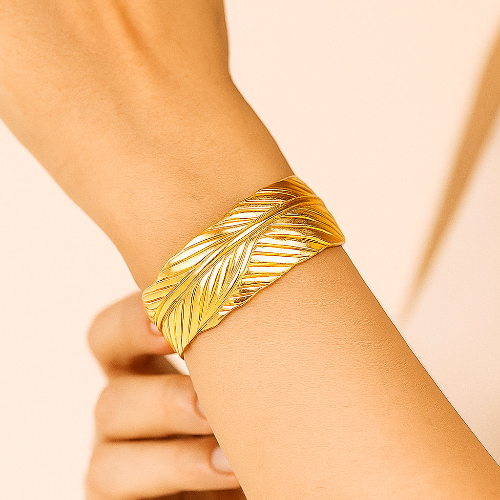 Golden Leaf Cuff Bracelet