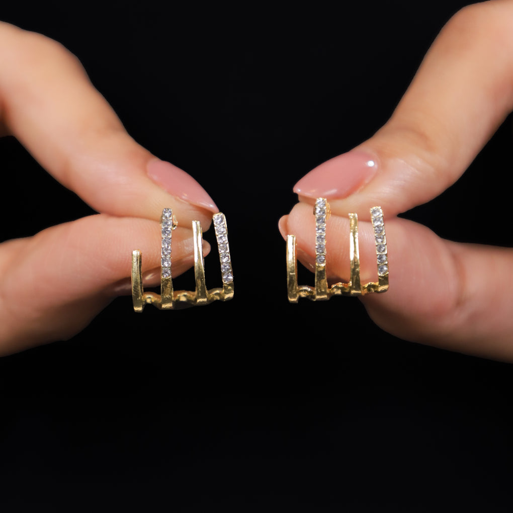 Gold Crystal Stud Earrings
