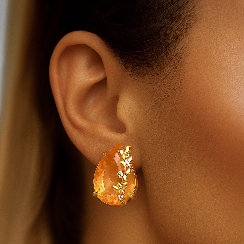 Peach Teardrop Studs