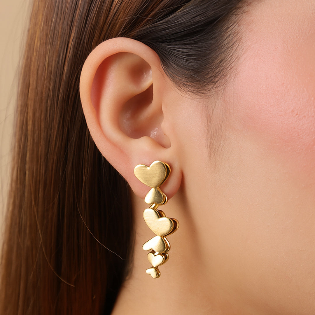 Butterfly Hearts - Gold Drop Earrings