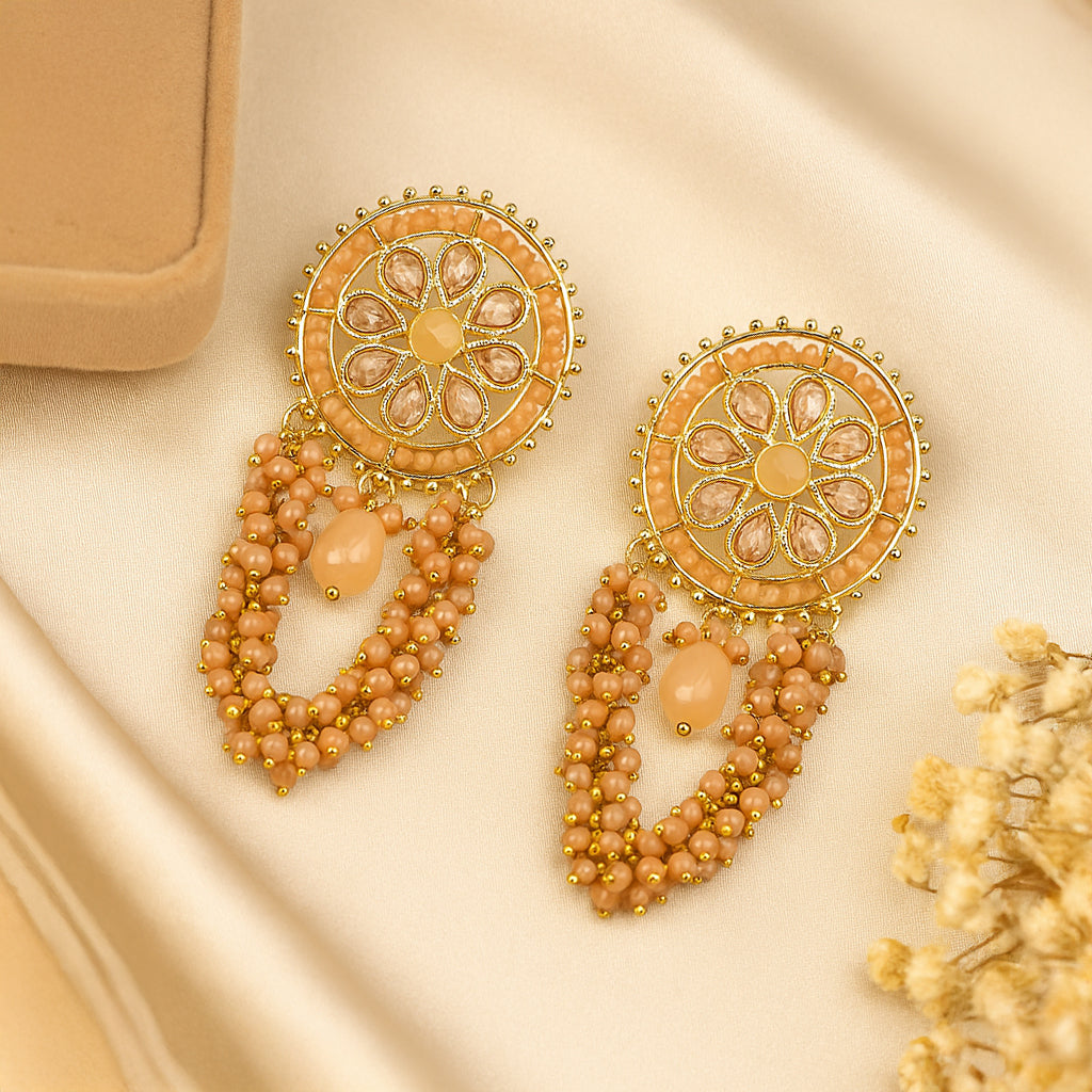 Pearls and Stones Pink Earrings