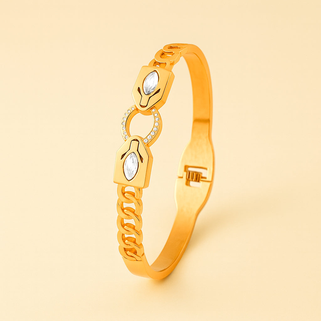 Gold Bracelet With Diamond Studs