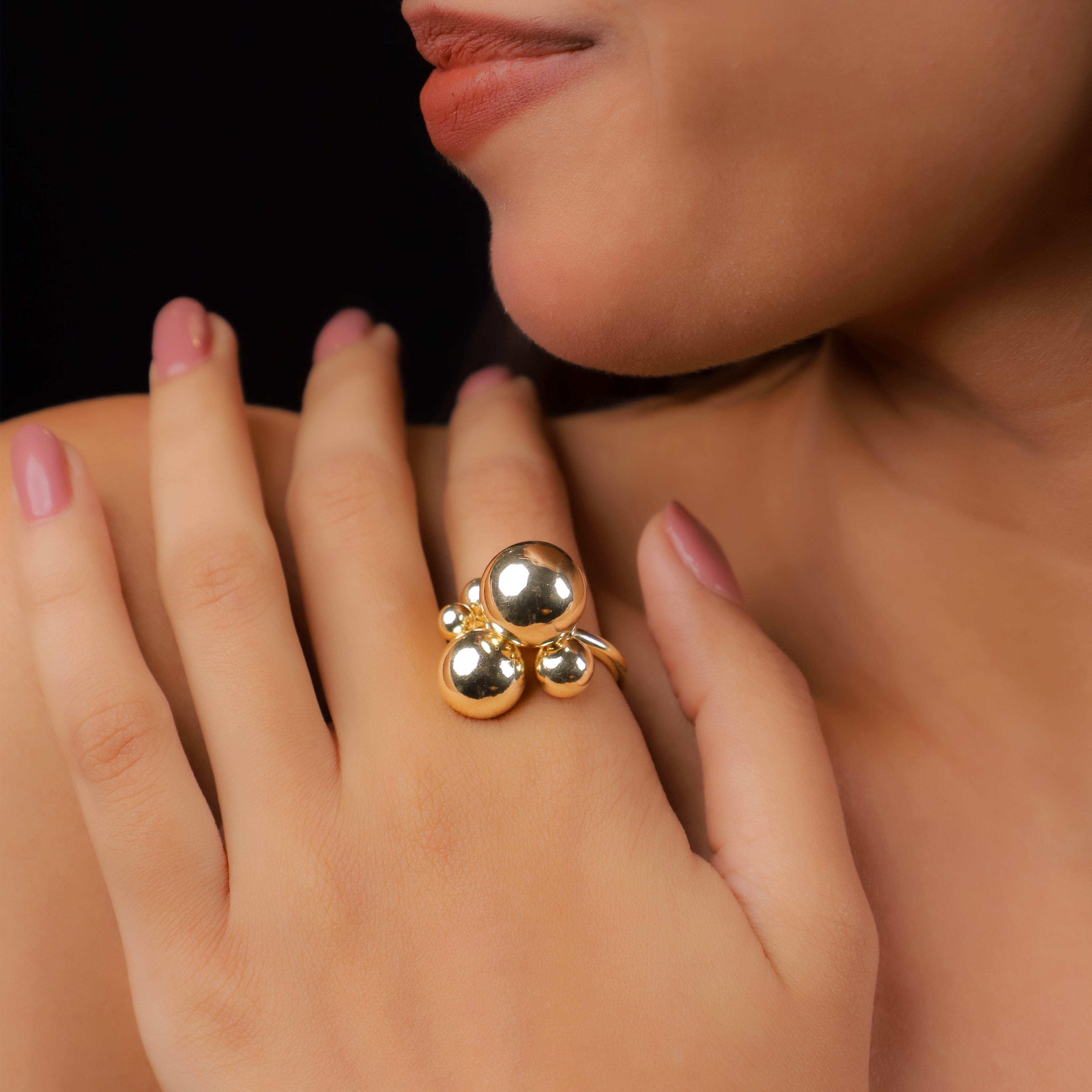 Golden Cluster - Statement Open Ring