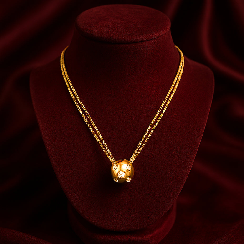 Studded Barrel - Layered Gold Pendant