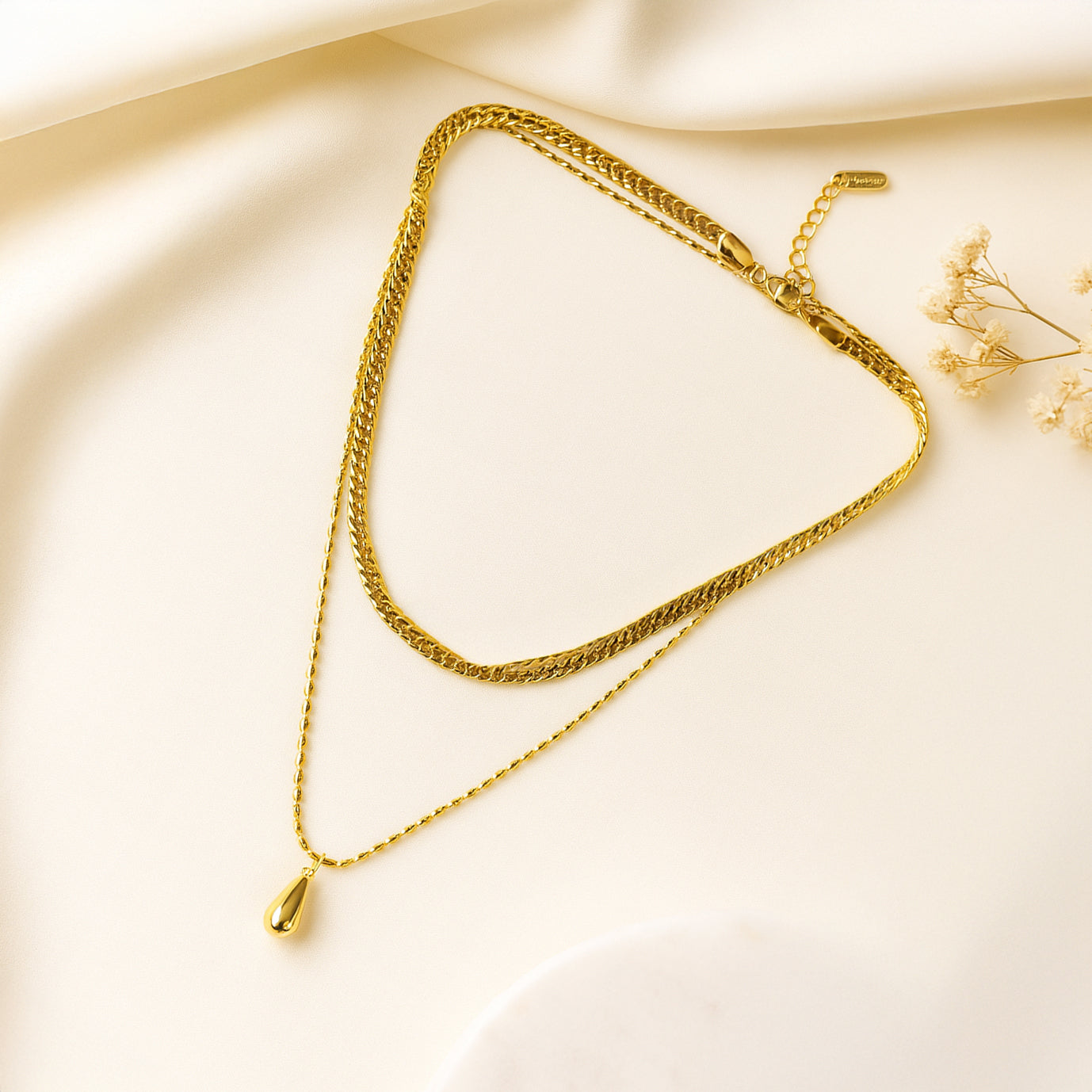 Golden Tear - Layered Chain Necklace