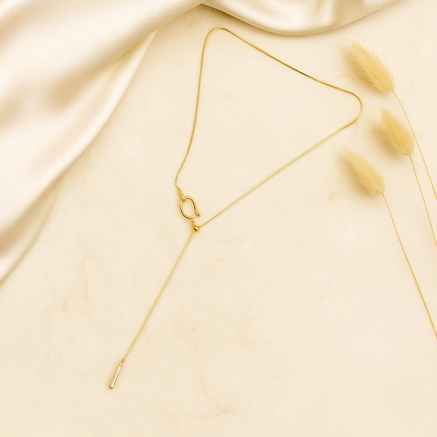 Radiant Halo - Gold Lariat Necklace