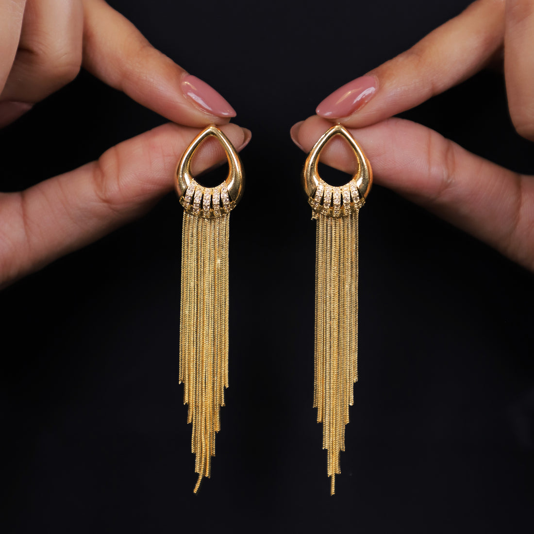 Golden Cascade Threaders Earrings