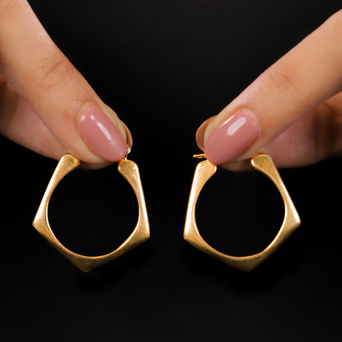 Gold Square Hoops Earrings