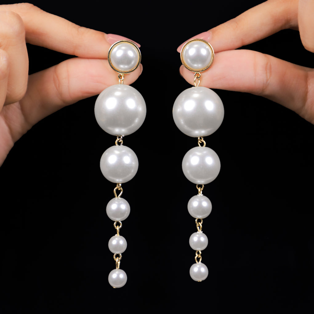 Round Pearl Dangler Earrings