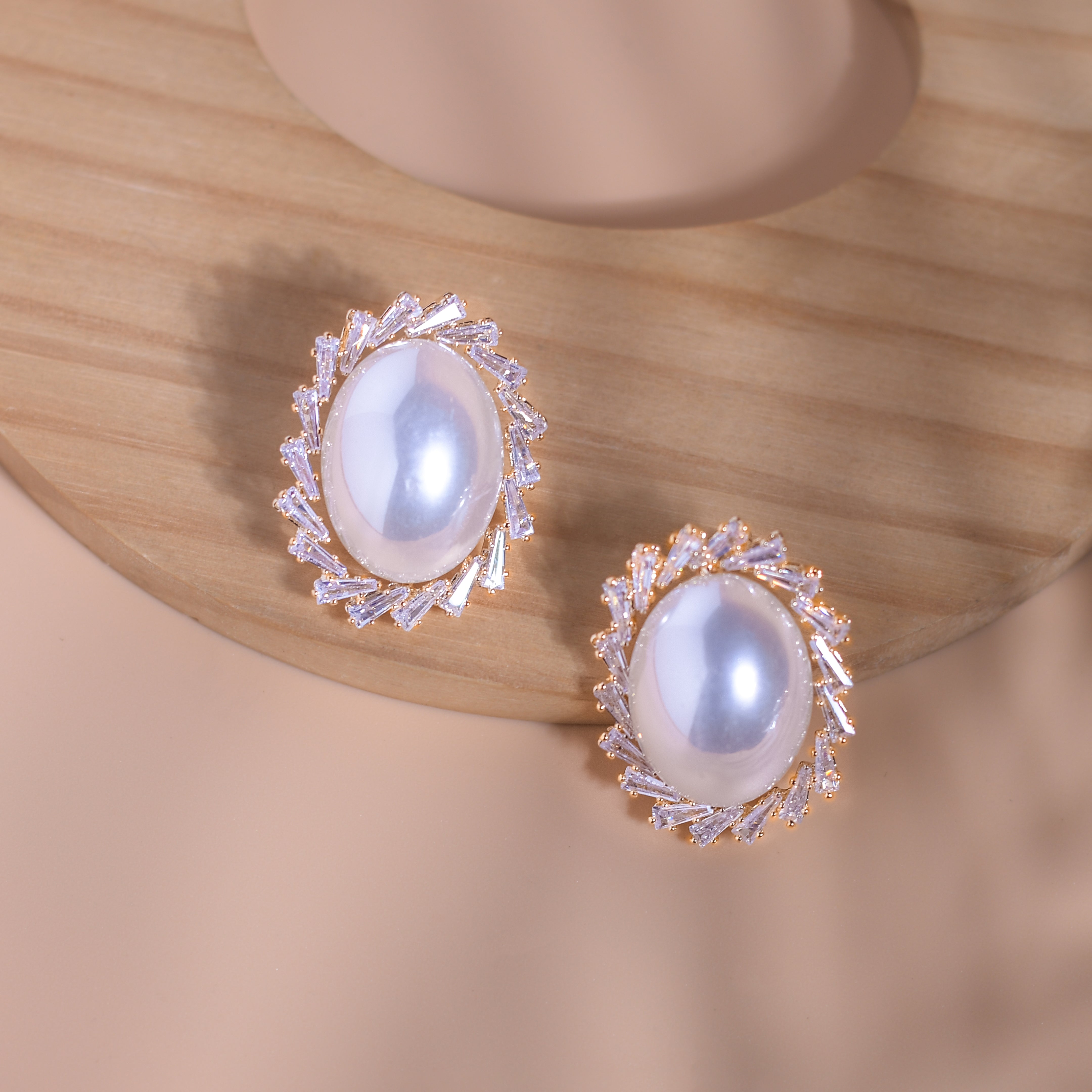 White Finish Sterling Silver Pearl Earrings