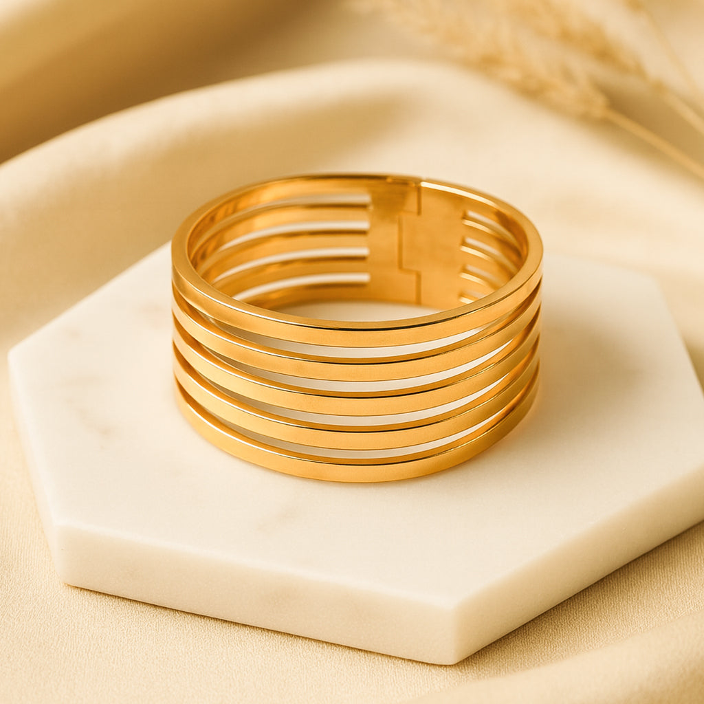 Gold Twisted Bangles Shape Bracelet