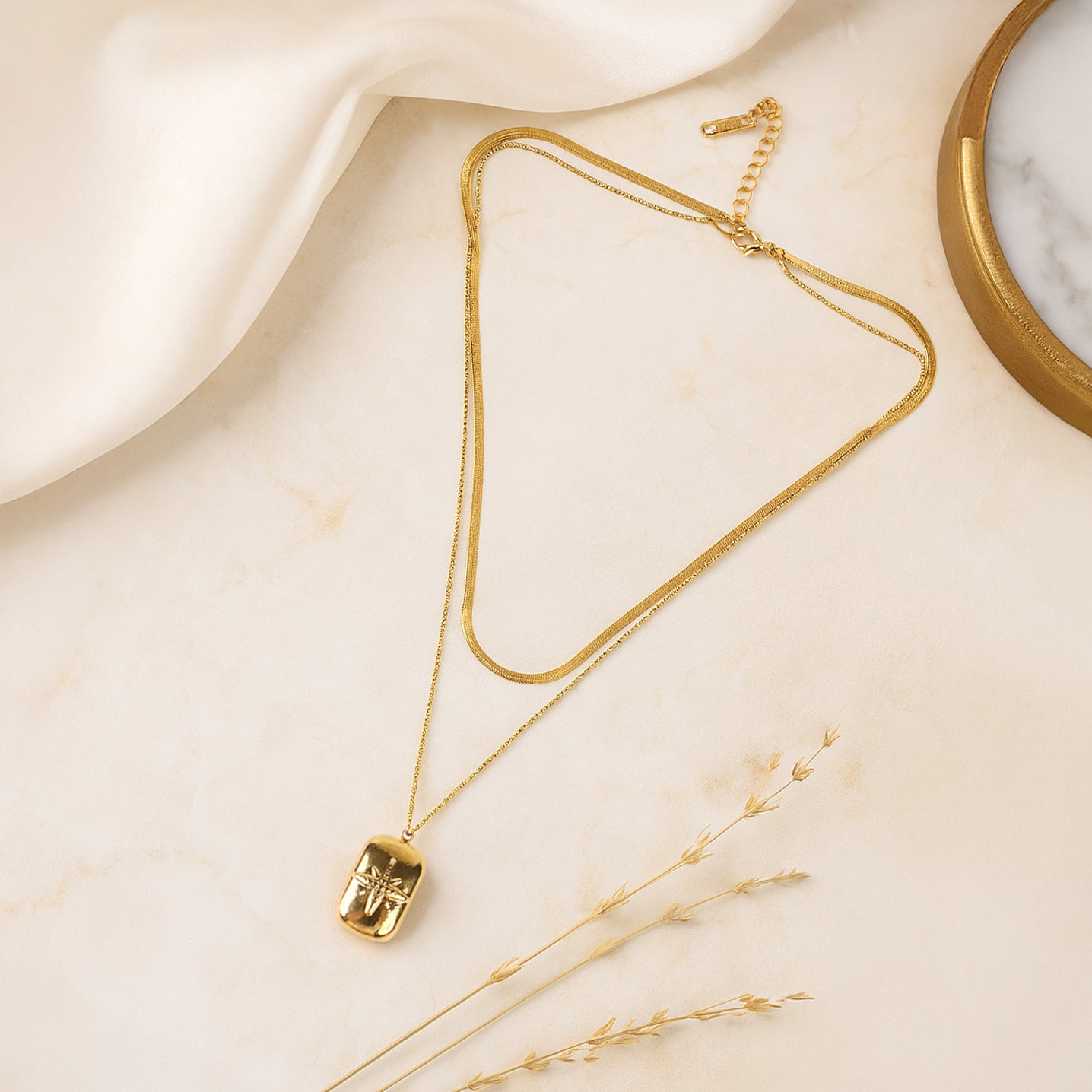 North Star - Studded Gold Layered Pendant