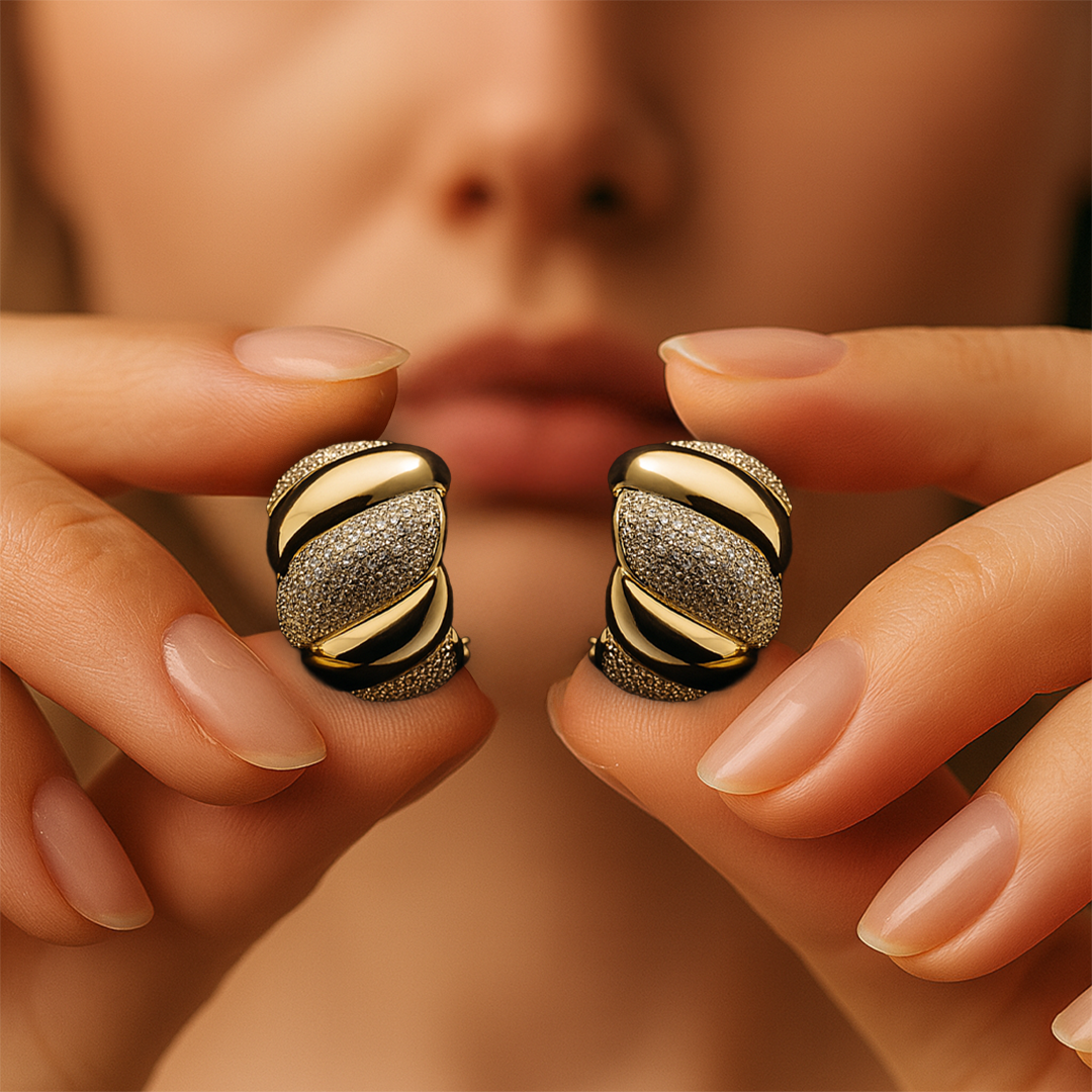 Golden Grace - Faux Diamond Earrings
