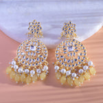 Load image into Gallery viewer, Gold Plated Traditional Yellow Kundan &amp; Pearl Earring