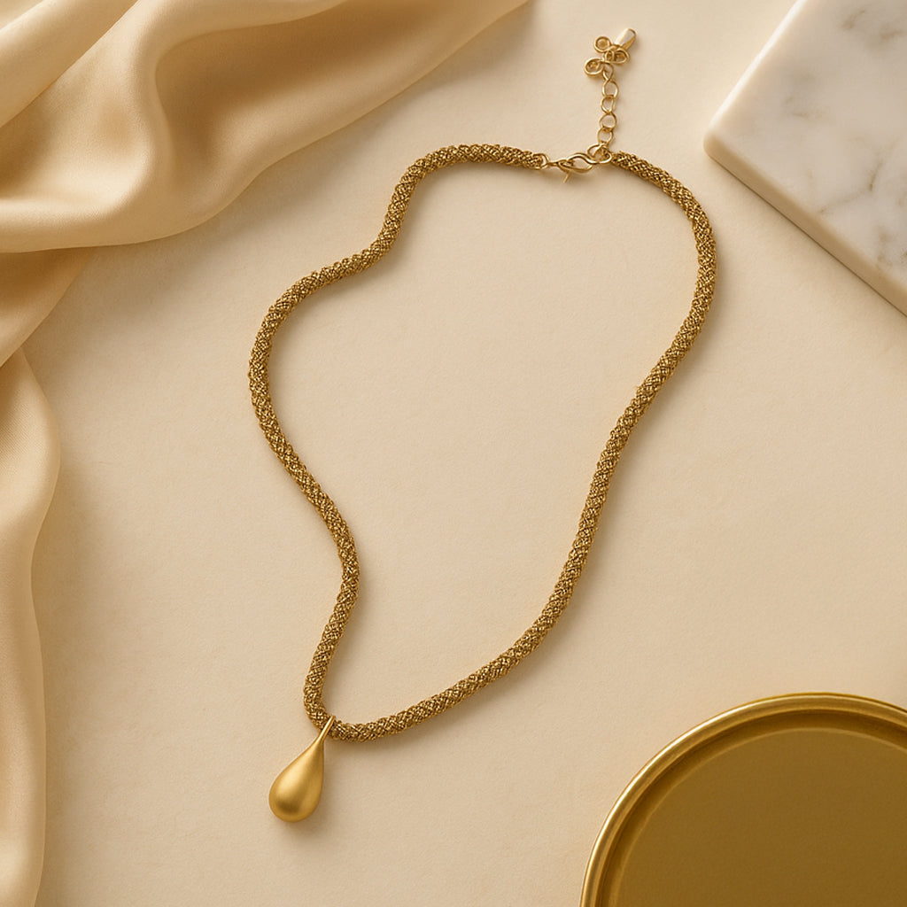 Drop of Gold - Flat Bead Necklace