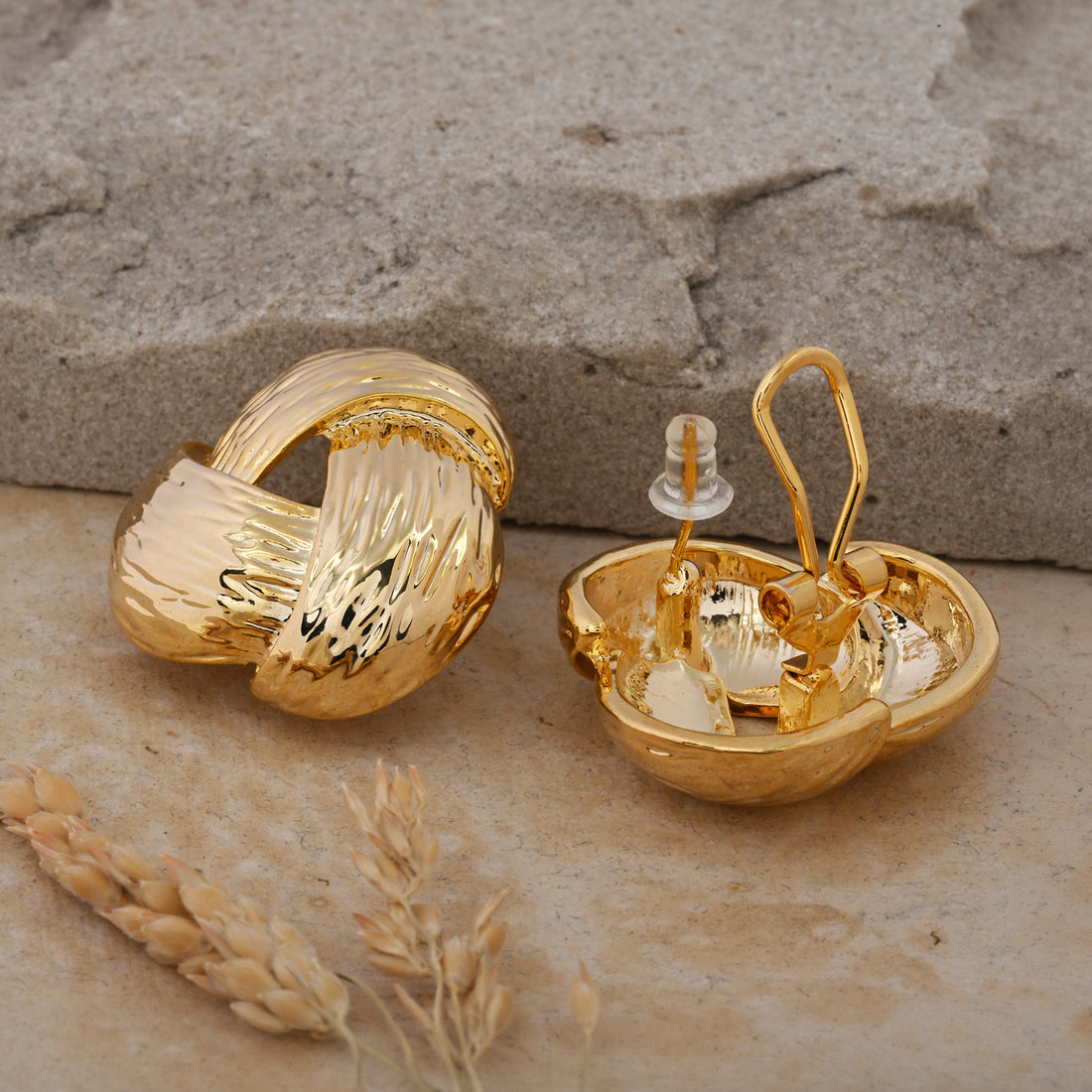 Golden Trinity - Statement Stud Earrings