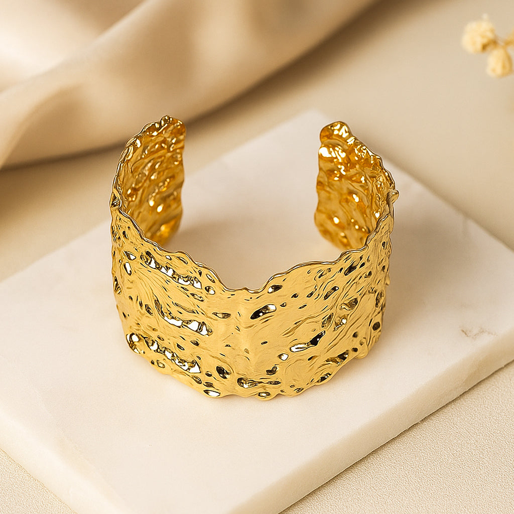 Golden Grooves Statement Cuff Bracelet