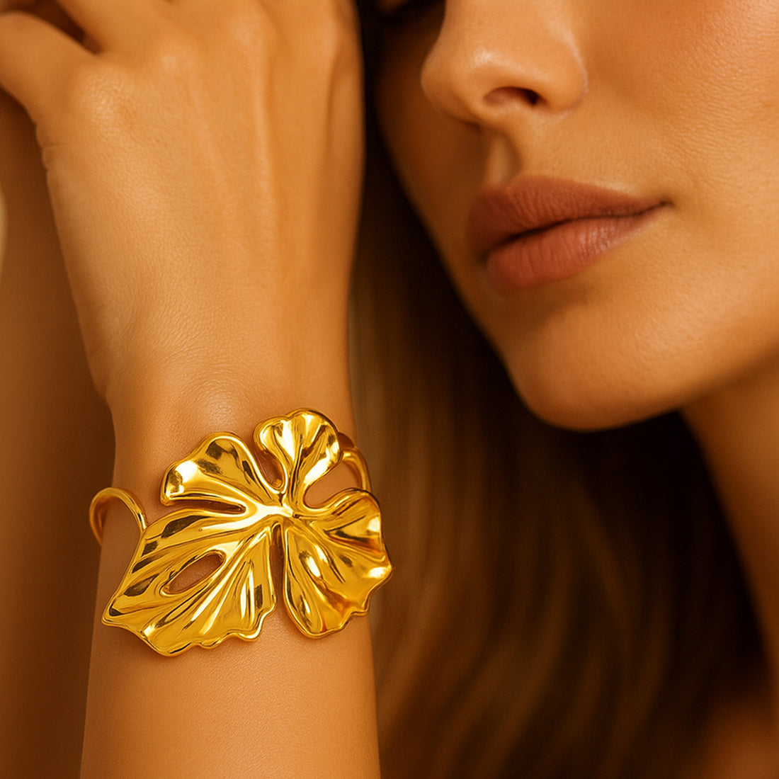 Golden Orchid Cuff Bracelet