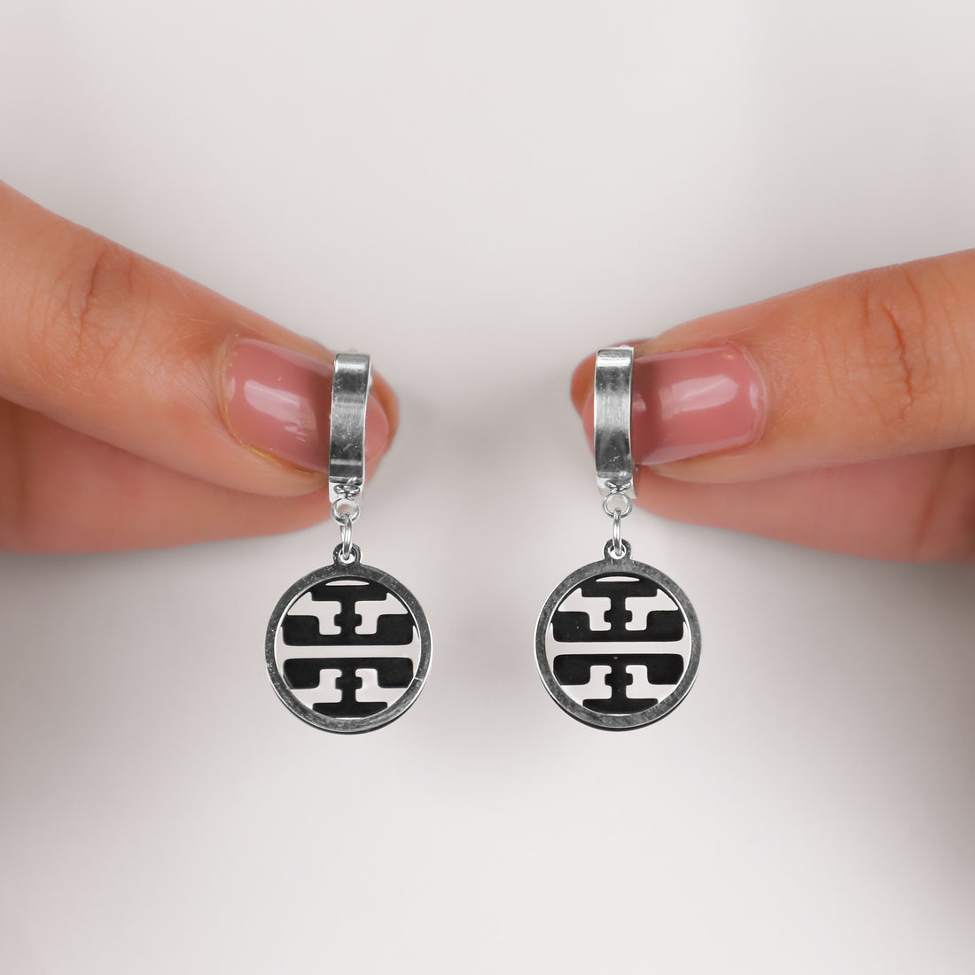 Geometric Medallion Hoop Earrings