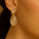 Load image into Gallery viewer, Ivory Embellished Stone Earrings
