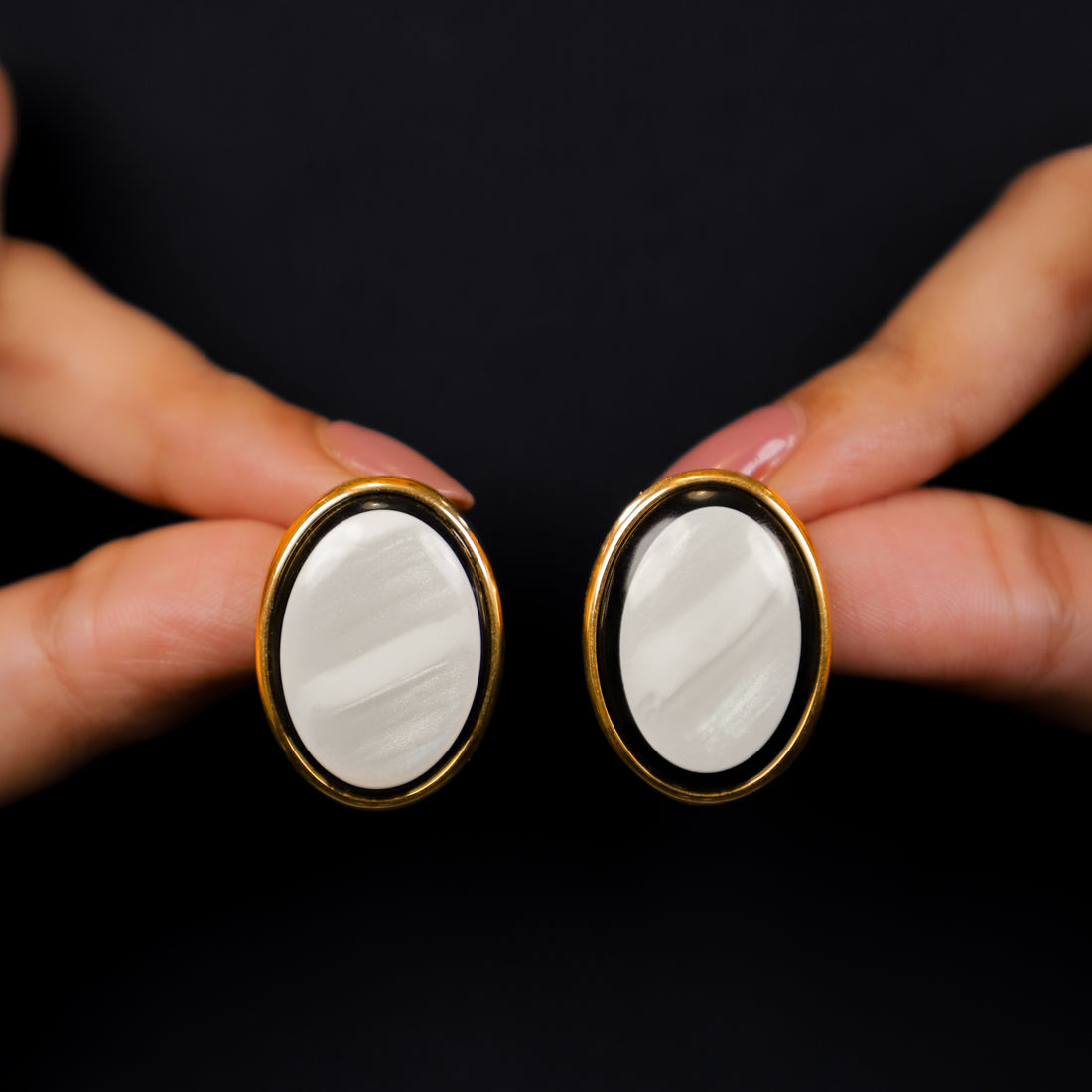 Oval Statement Stud Earrings