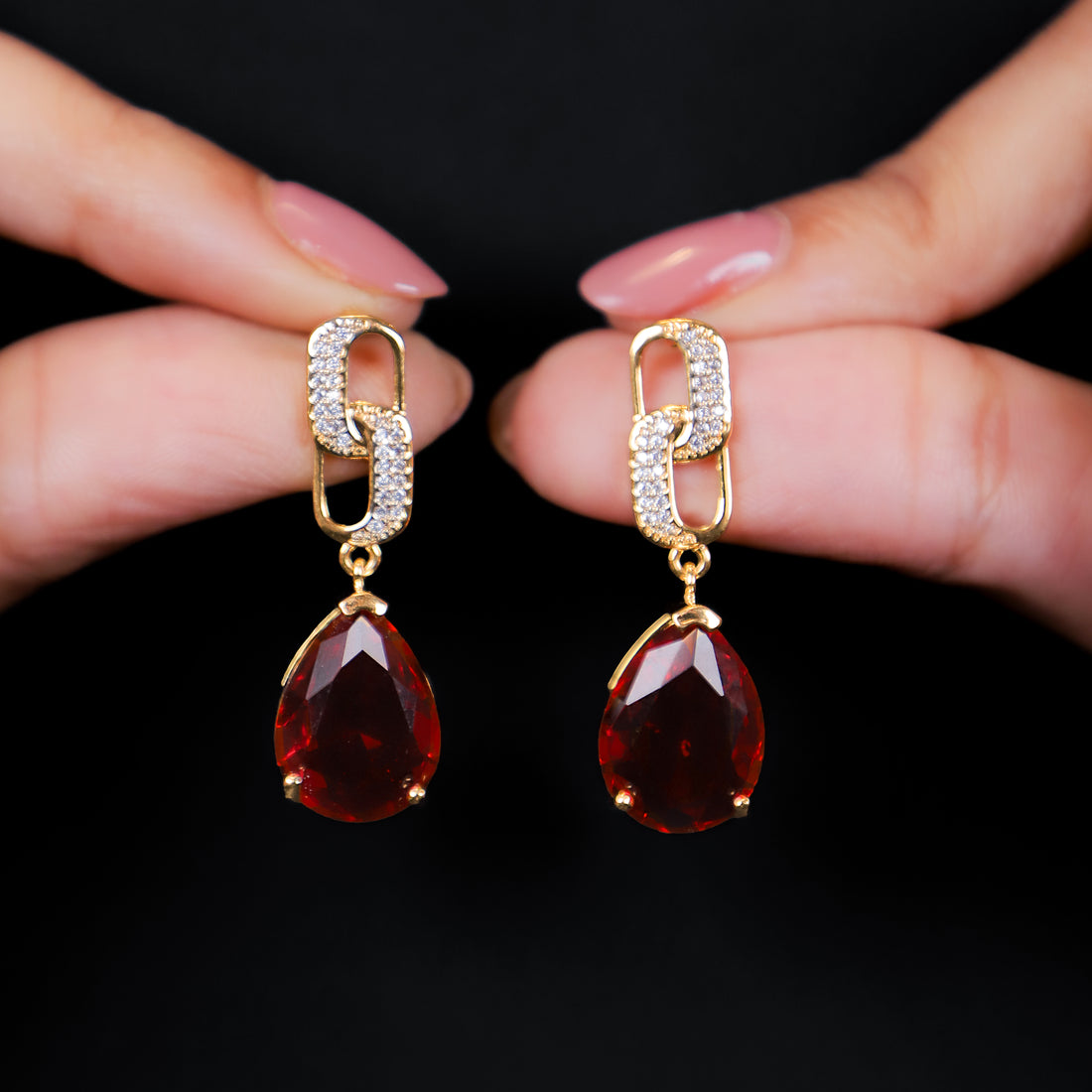 Red Crystalline Earrings