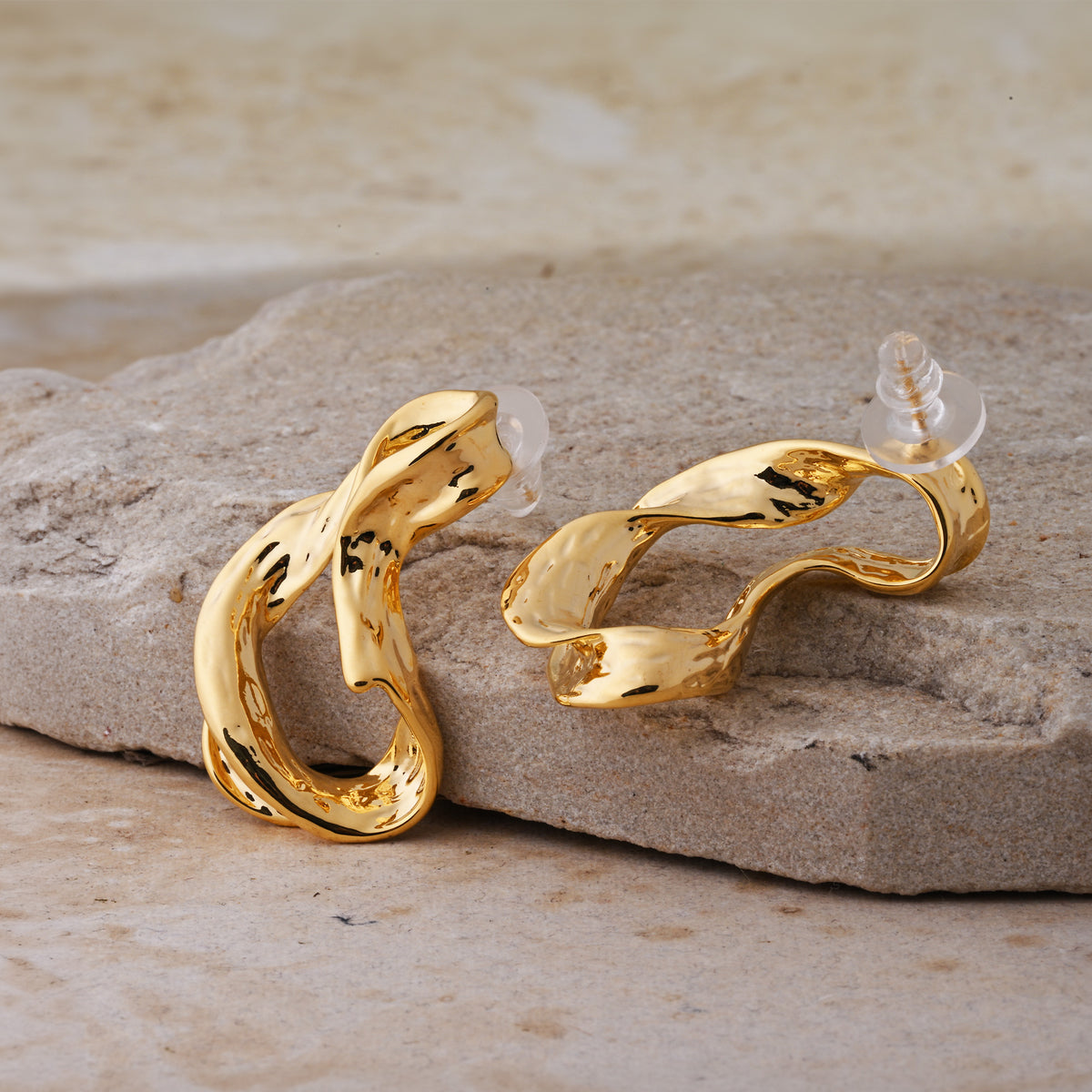 Dripping Gold - Abstract Drop Earrings