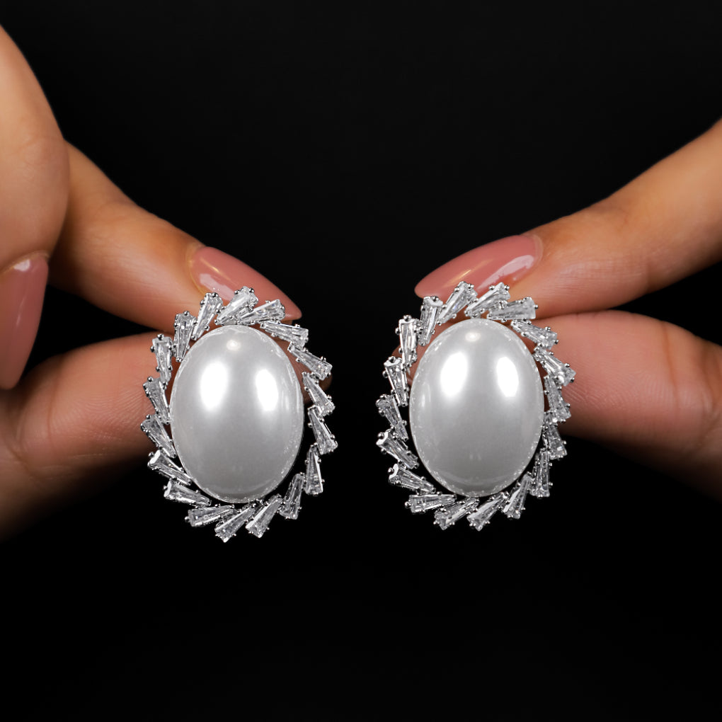 Pearl & Sparkle Stud Earrings