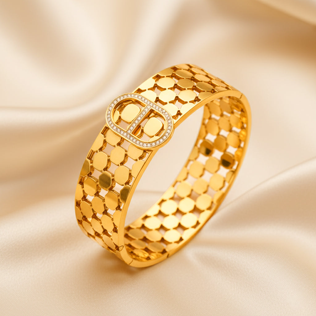 Gold Tone Hexagon Case Bracelets