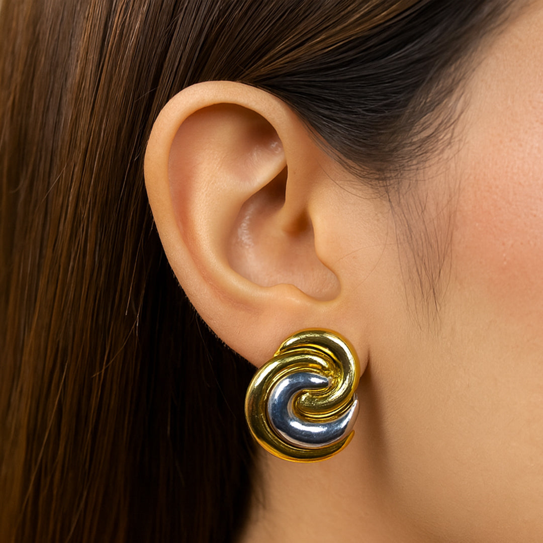 Gleaming Swirls Gold & Silver Studs