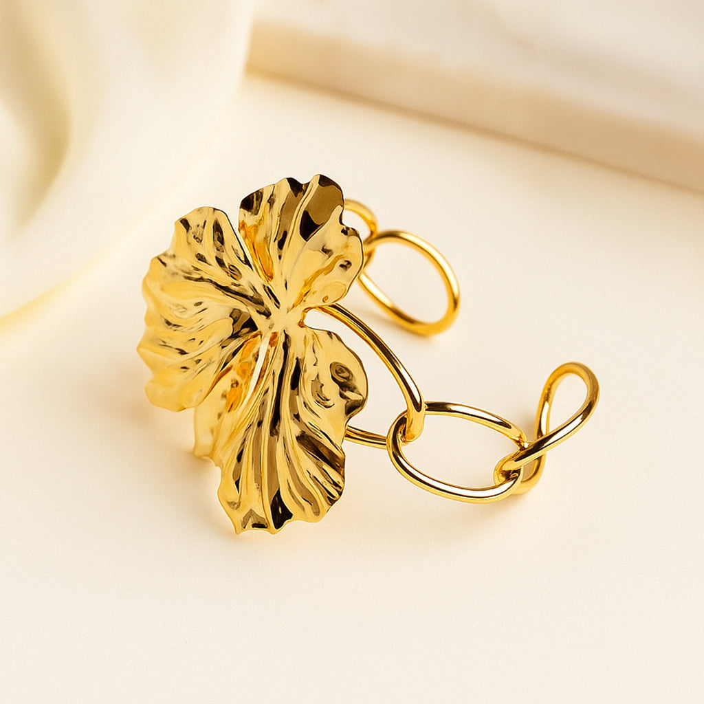 Golden Orchid Cuff Bracelet
