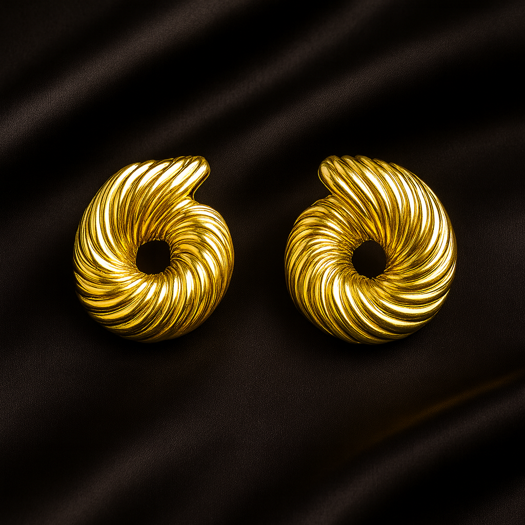 Golden Spiral Stud Earrings