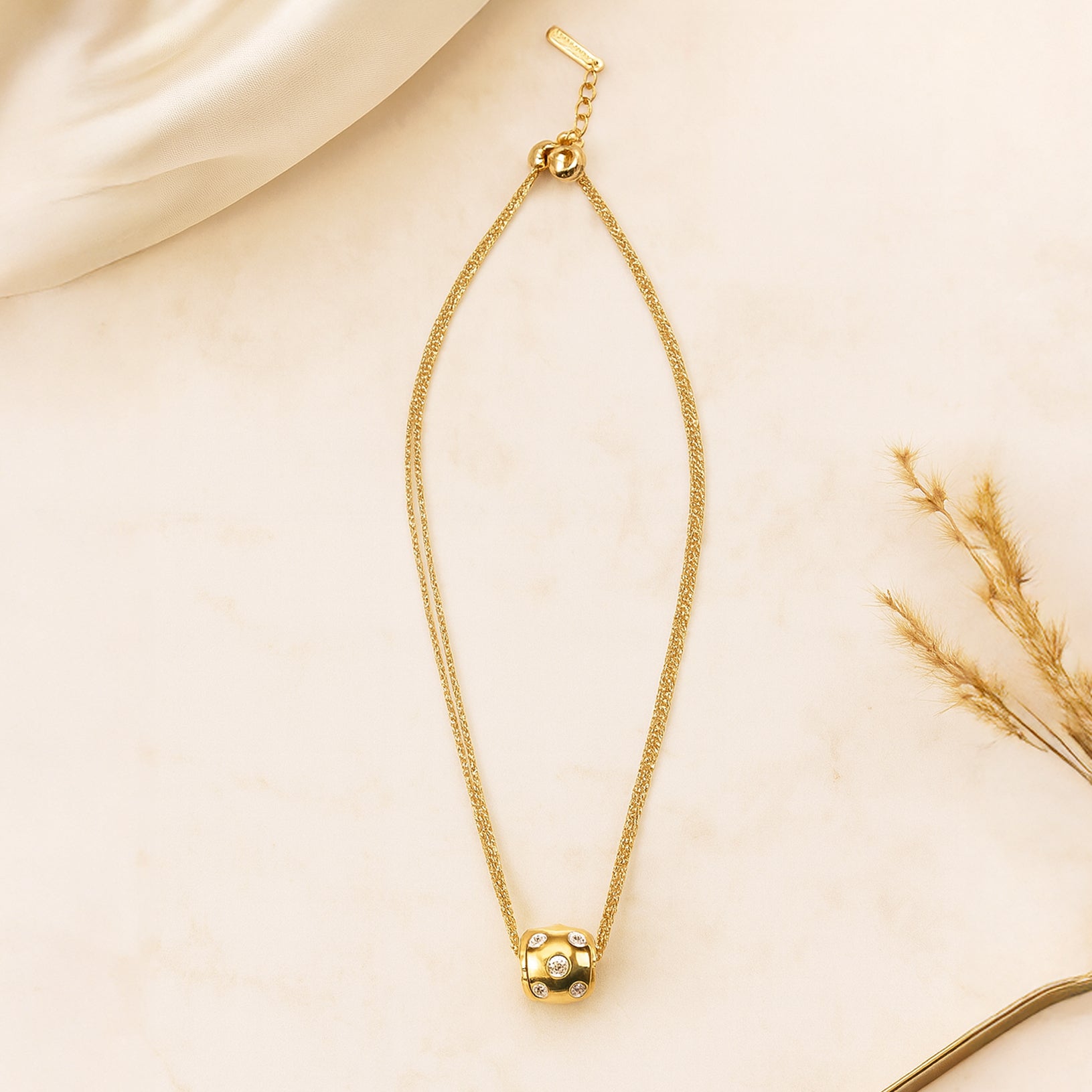 Studded Barrel - Layered Gold Pendant