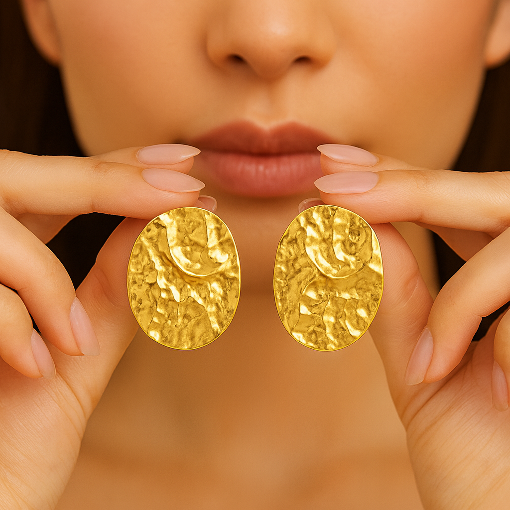 Hammered Gold Metallic Earrings