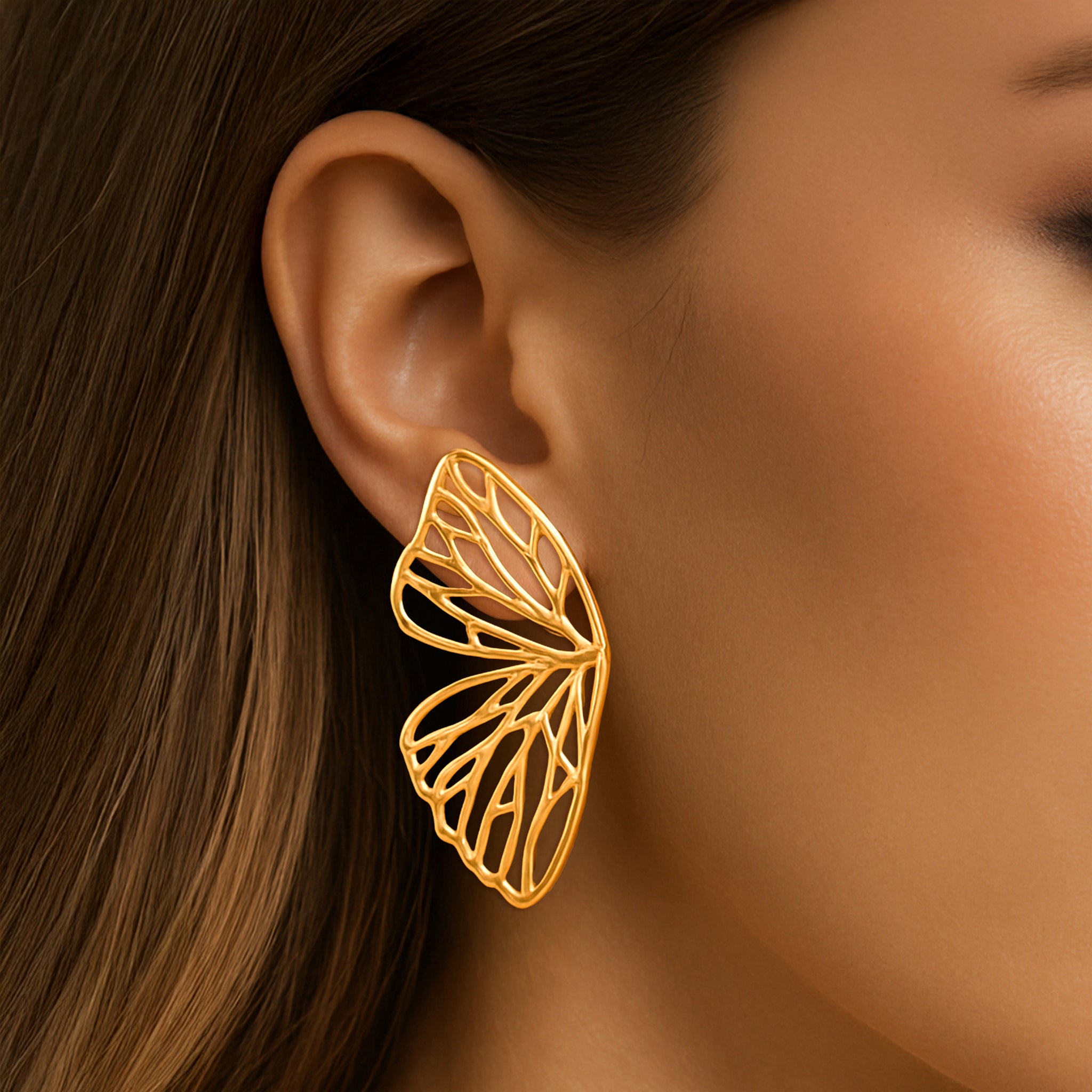 Golden Wings - Butterfly Stud Earrings