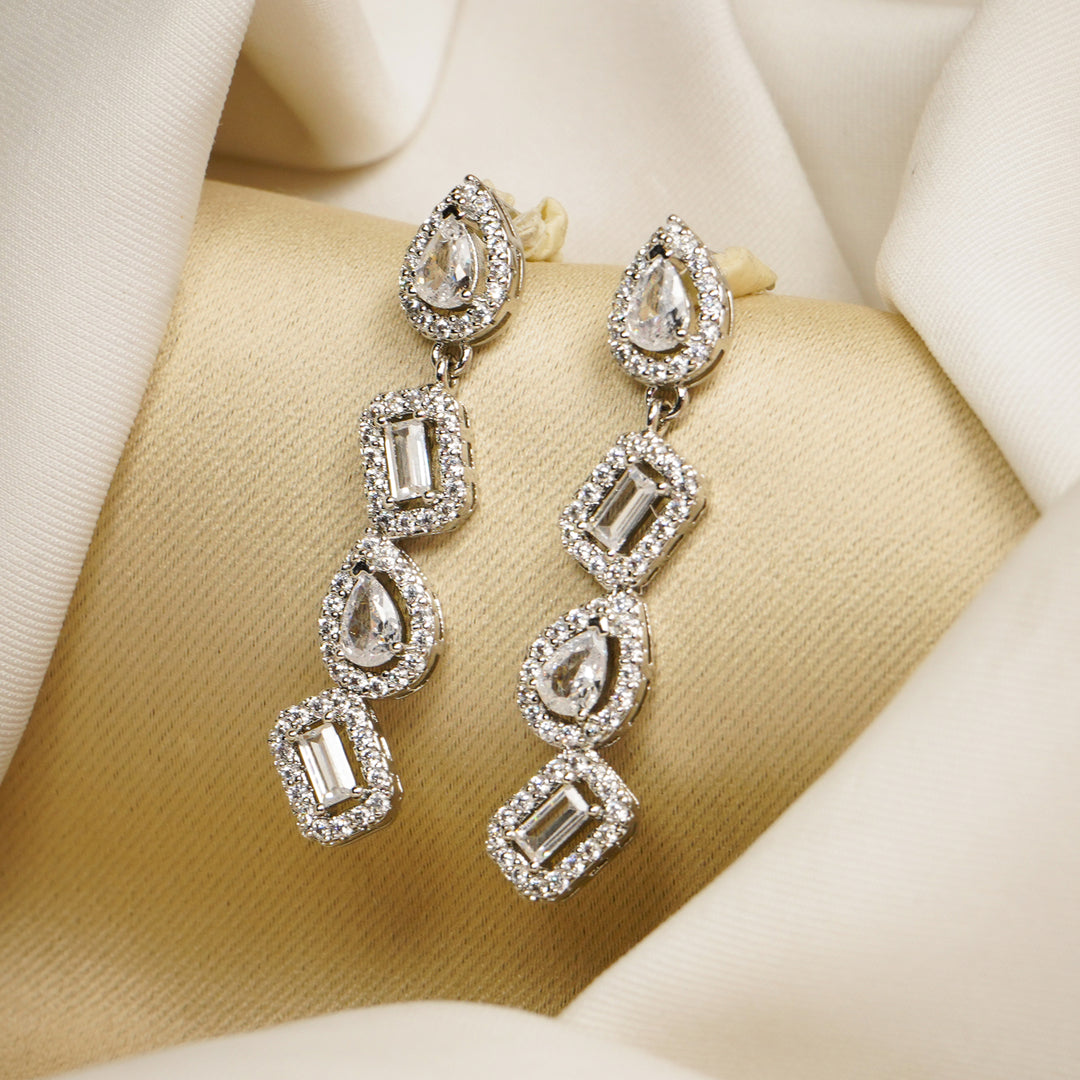American Diamonds Silver Drops Earrings