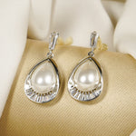 Load image into Gallery viewer, A.D Pearl Droplet Silver Earrings