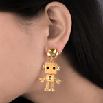 Load image into Gallery viewer, Rose Gold Robot Earrings