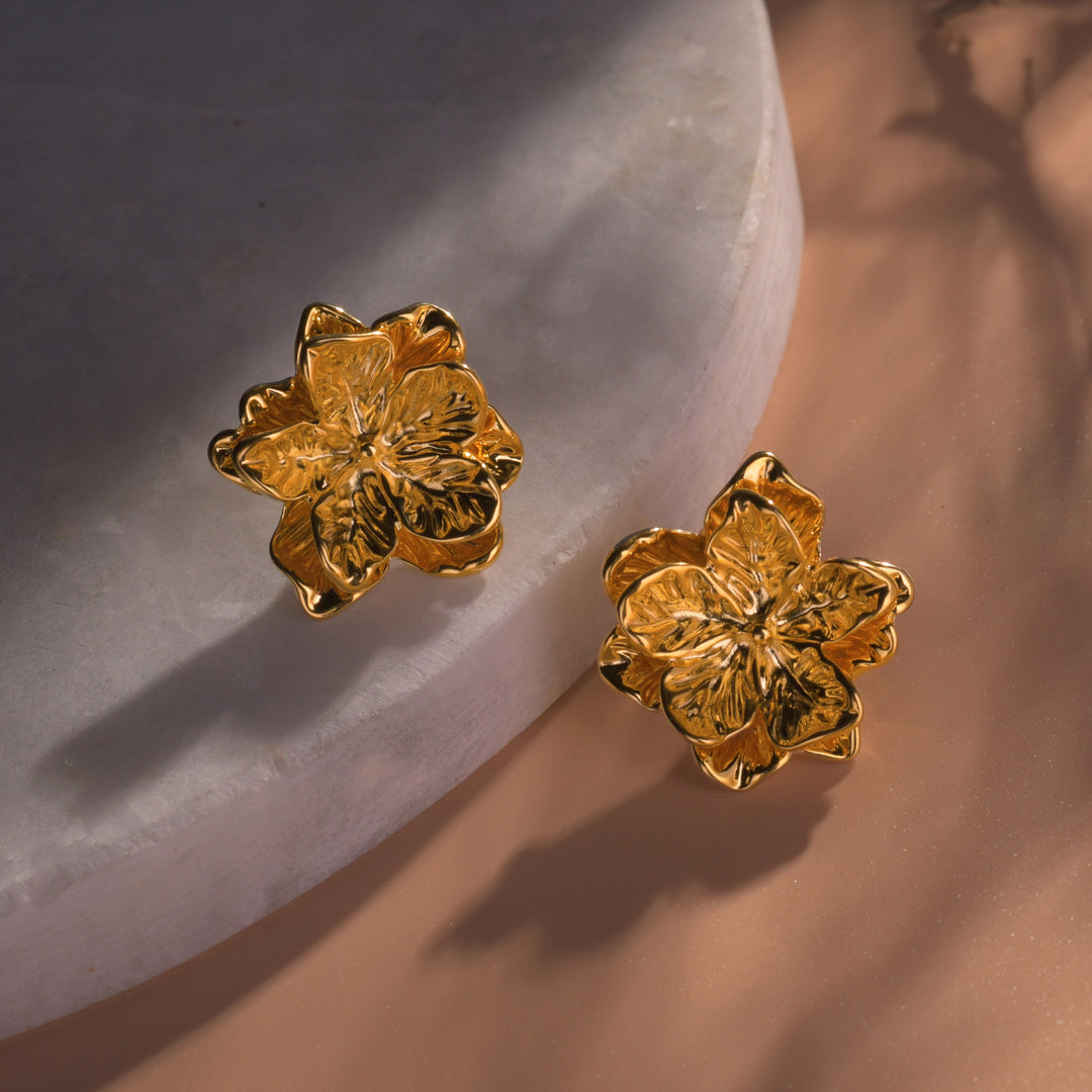 Rose Gold Flower Shape Earrings