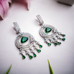 Load image into Gallery viewer, Elegance Green and White Gems Earrings