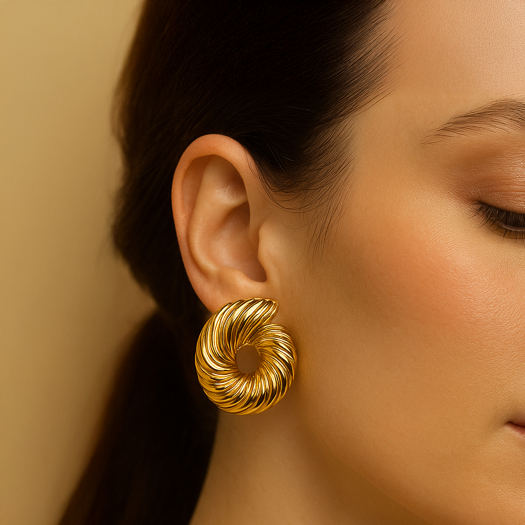 Golden Spiral Stud Earrings