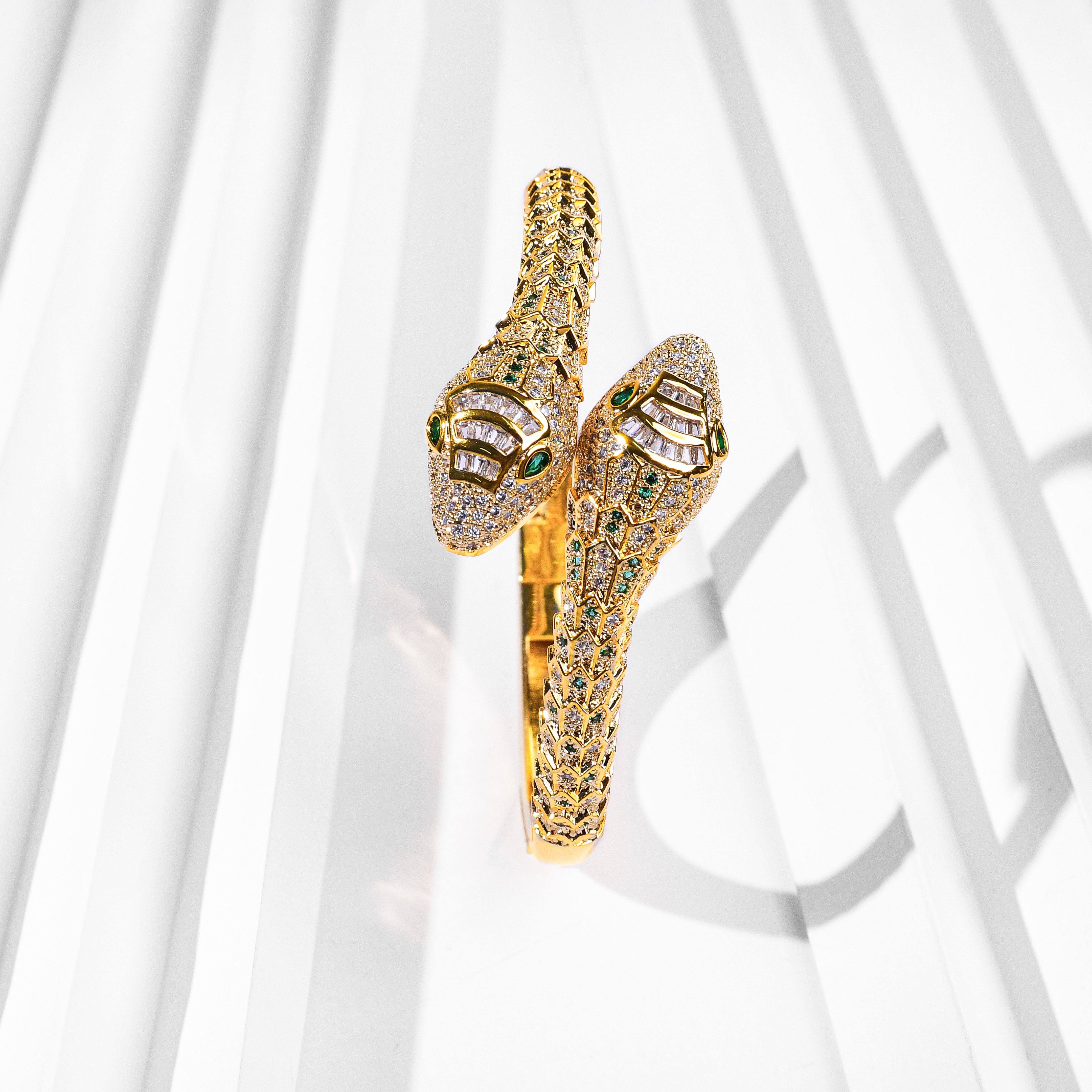 Double Headed Snake Charmer Gold Bracelets