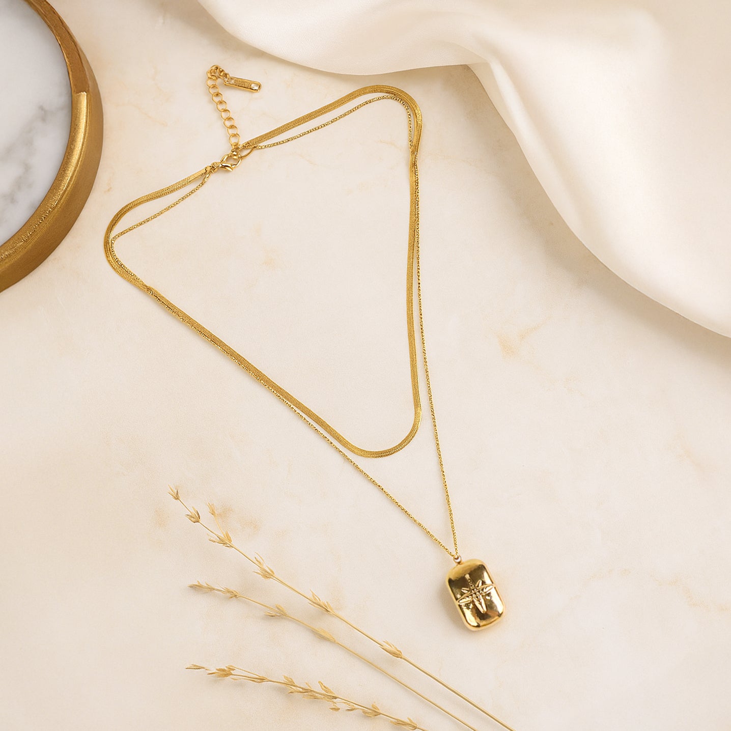North Star - Studded Gold Layered Pendant