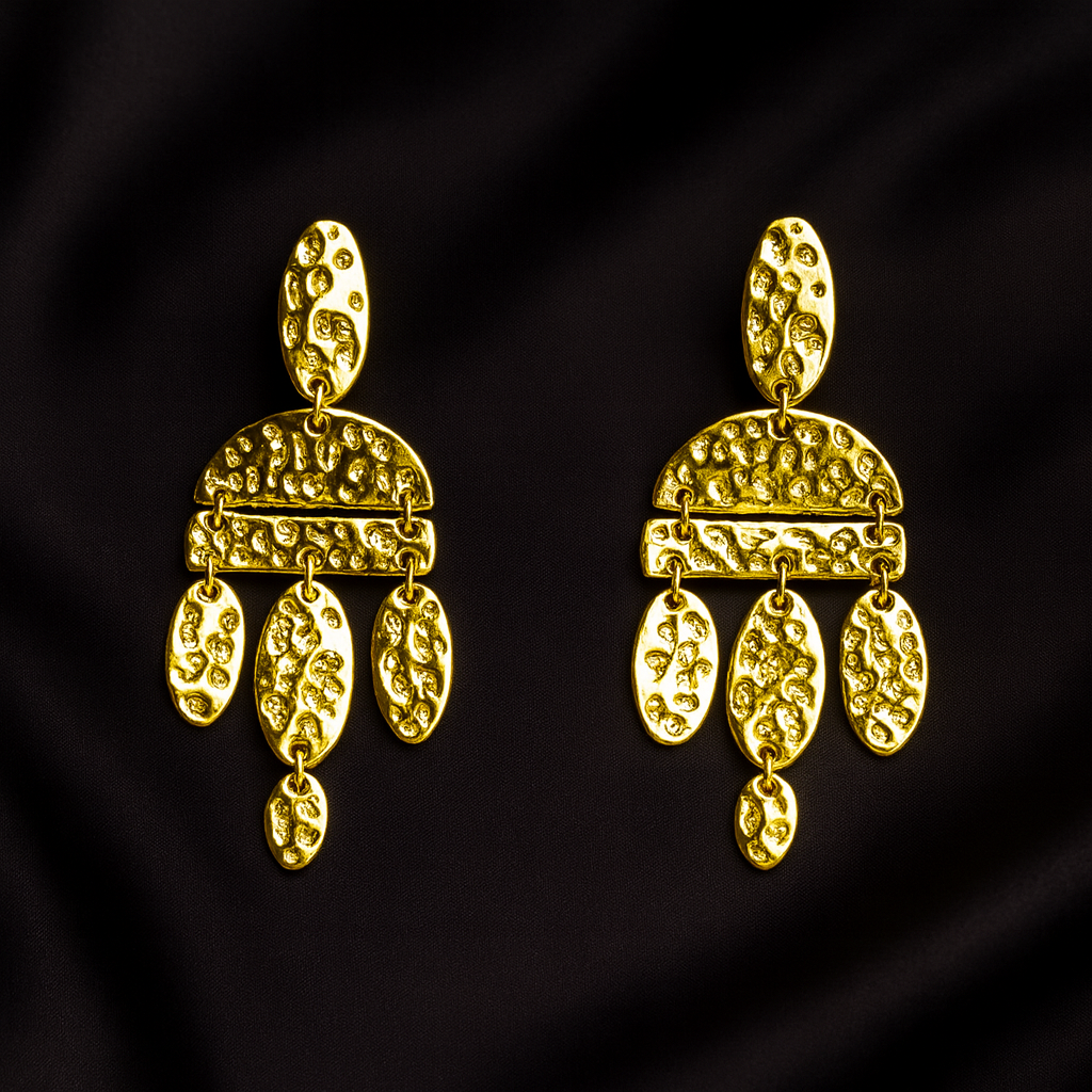 Gold Hammered Statement Earrings