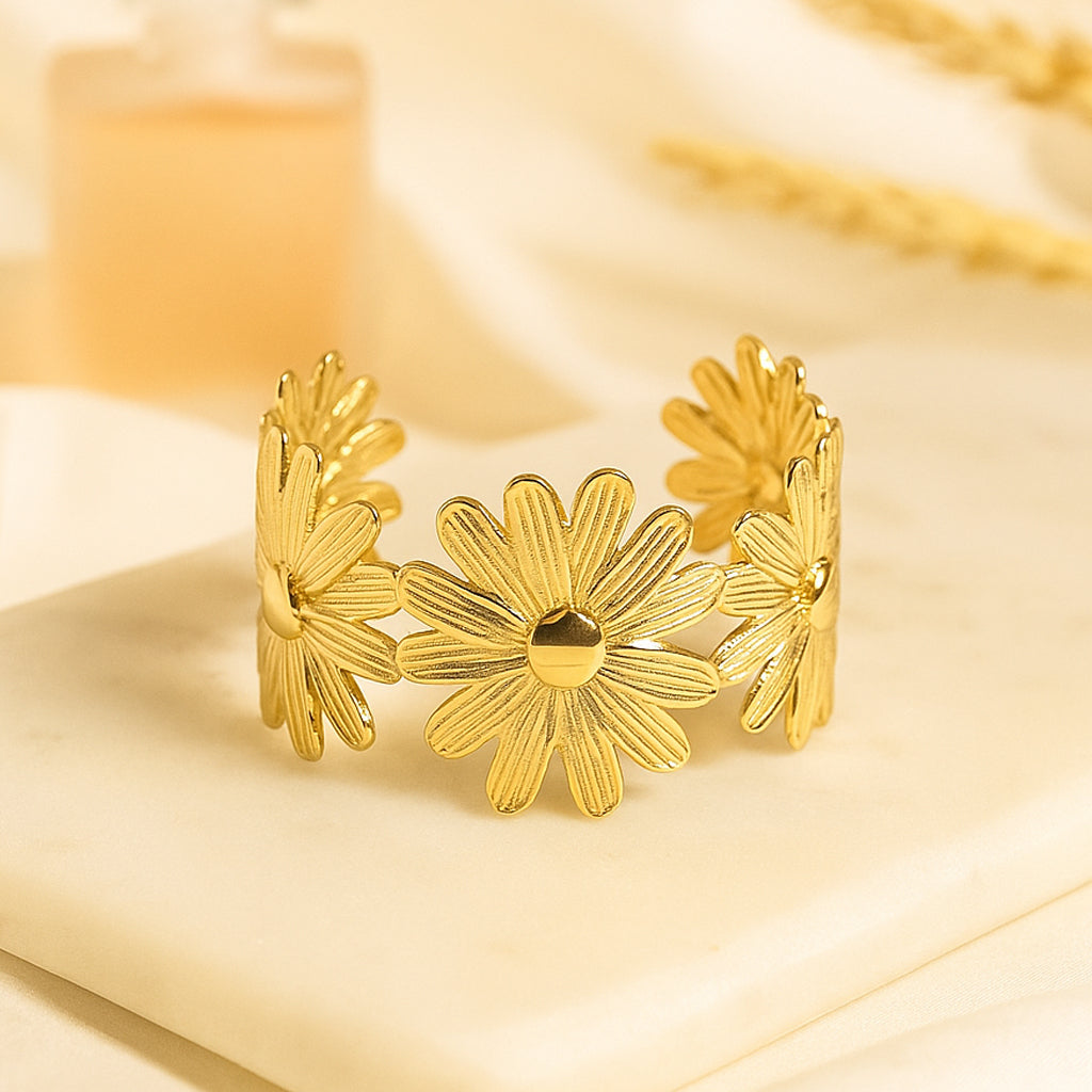 Golden Daisies Cuff Bracelet