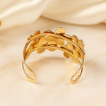 Load image into Gallery viewer, Floral Golden Statement Cuff Bracelet
