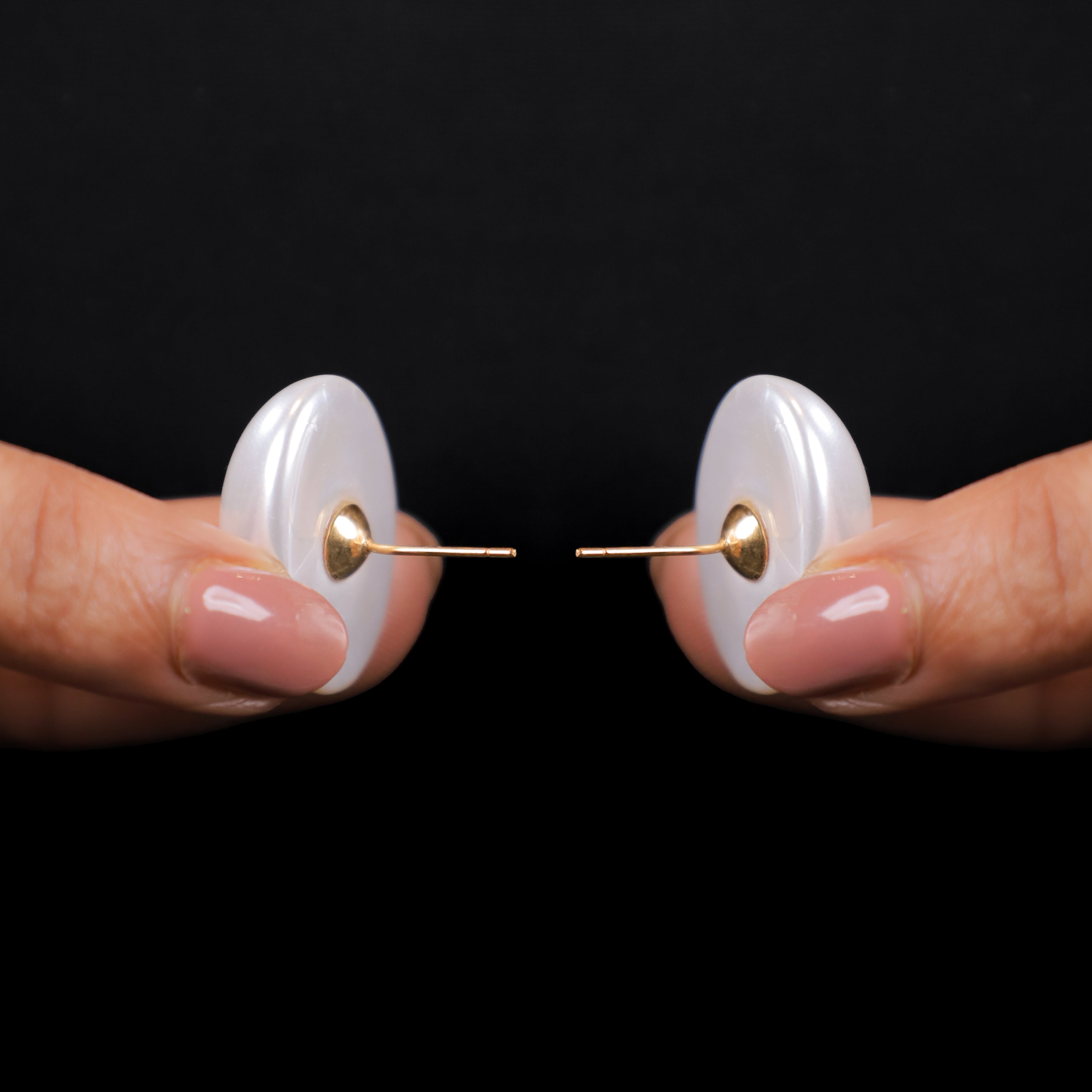 Oval Pearl Stud Earrings